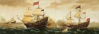 Une rencontre navale entre des navires de guerre hollandais et espagnols, Cornelis Verbeeck par Des maîtres magistraux Aperçu