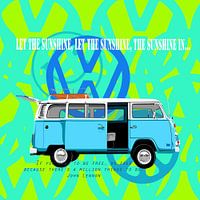 Blaue VW Bus Flower Power