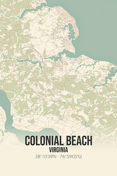 Alte Karte von Colonial Beach (Virginia), USA. von Rezona