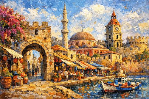 Nafplio in Griekenland, een impressionistisch schilderij.