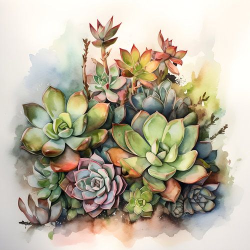Watercolour Succulents