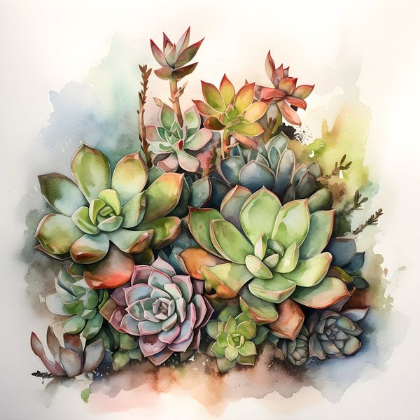 Watercolour Succulents by NJ Midnight Studio