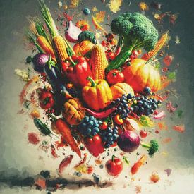 Drijvend fruit en groenten voor Thanksgiving van Jonathan Schöps | UNDARSTELLBAR.COM — Visuele gedachten over God