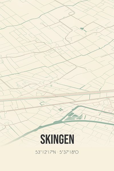 Vintage map of Skingen (Fryslan) by Prints of Place