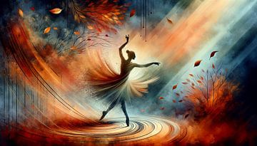 Herfst rondedans: Dansen in de schilderachtige herfst van bladeren van artefacti