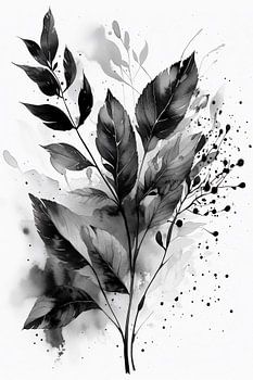 Aquarell schwarze Blätter