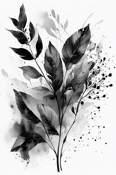 aquarelle feuilles noires sur haroulita