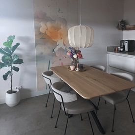 Customer photo: Hydrangea in pastel colours, Japandi style by Japandi Art Studio, as wallpaper