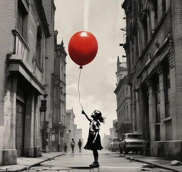 het meisje met de rode ballon banksy. van J.a Dijkstra