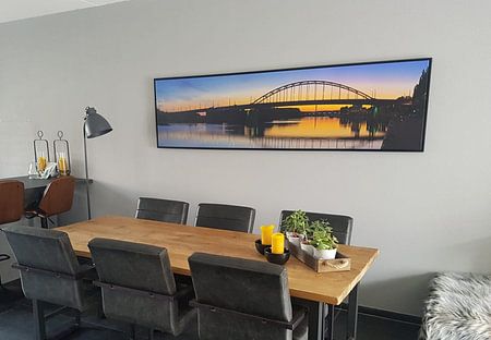 Panorama John Frost Bridge just after sunset in Arnhem