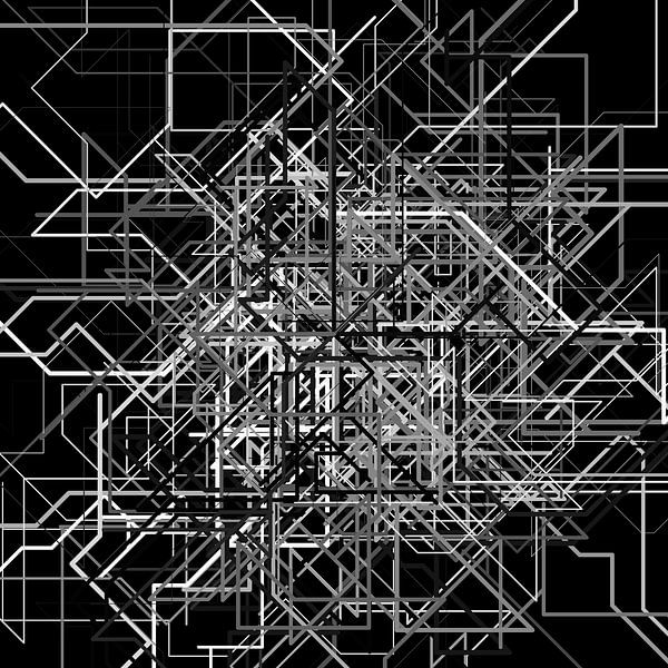 Abstraktes Linien-Netz 2 schwarzweiß von Jörg Hausmann