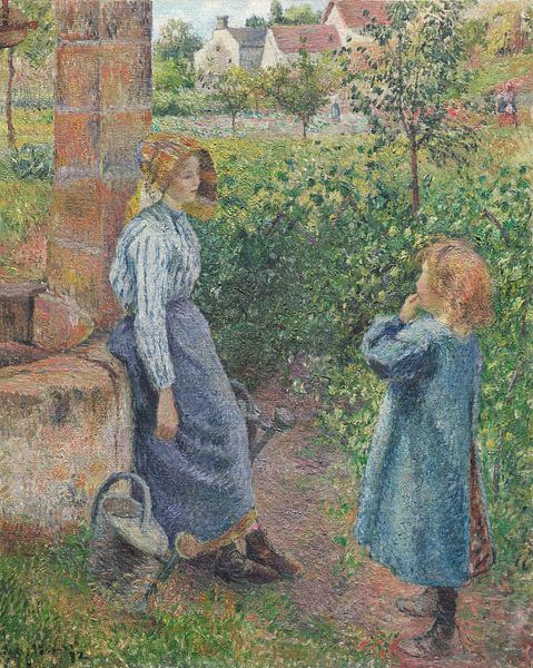 Woman and Child at the Well, Camille Pissarro by Masterful Masters