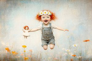 Bouncing flower girl with doll