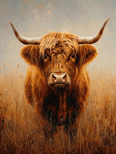 Regard ardent - Highlander en robe d'automne - Highlander écossais