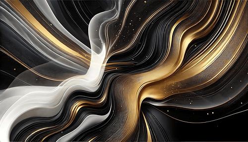 Vagues abstraites noir, or et argent sur Hey Art!