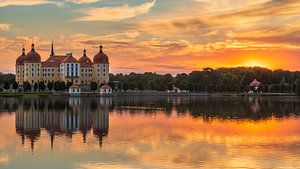 Coucher de soleil au château de Moritzburg sur Henk Meijer Photography