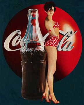 Pin Up Girl mit Coca Cola Zeichnen von Kunstgemälden aus den 1960er Jahren von Jan Keteleer