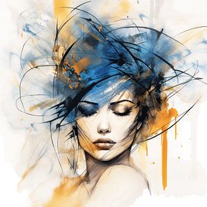 Porträt Frau, Expressionistisches Aquarell