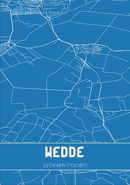 Blauwdruk | Landkaart | Wedde (Groningen) van MijnStadsPoster