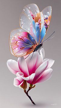 vlinder op bloem van Gelissen Artworks