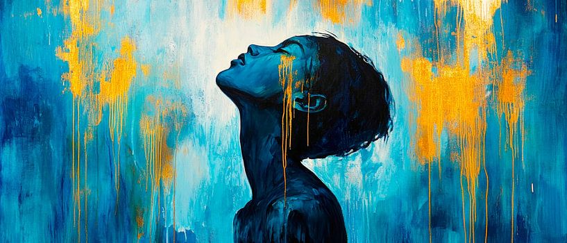 Head in blue and gold - an expression of stillness by Poster Art Shop