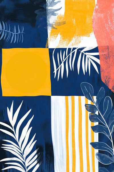 Bunte Geometrie mit Palmblättern von Poster Art Shop