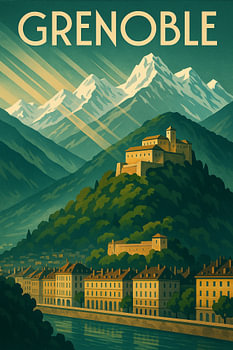 Art mural vintage de Grenoble - Alpes françaises