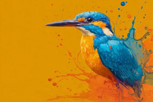 Kingfisher Portrait in Splashes of Colour