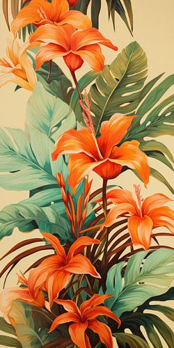 Imagined tropical flowers in paradise
