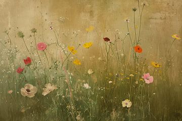 Field of flowers in pastel colours by Carla Van Iersel