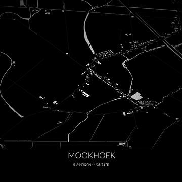 Schwarz-weiße Karte von Mookhoek, Südholland. von Rezona