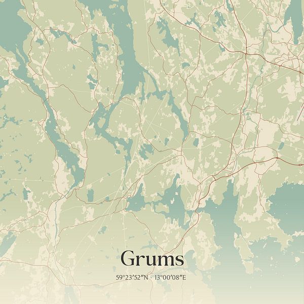 Vintage map of Grums, Sweden. by Prints of Place