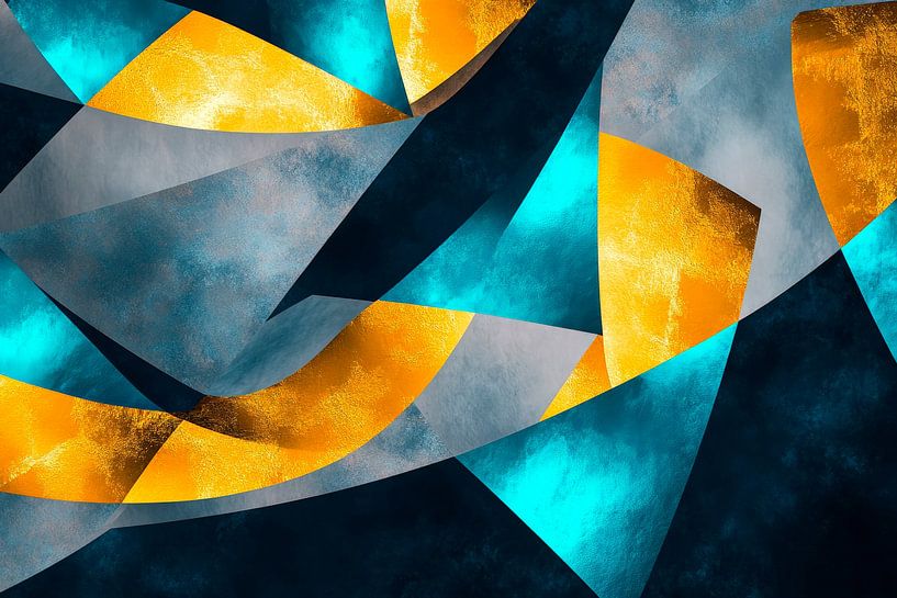 Abstraktes Farbenspiel mit Geometrie von Poster Art Shop