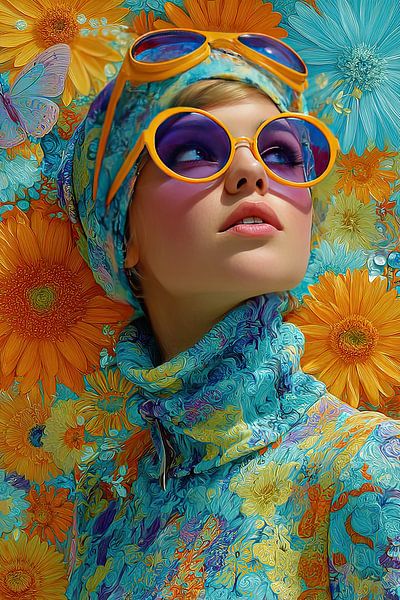 femme avec imprimé floral par Egon Zitter
