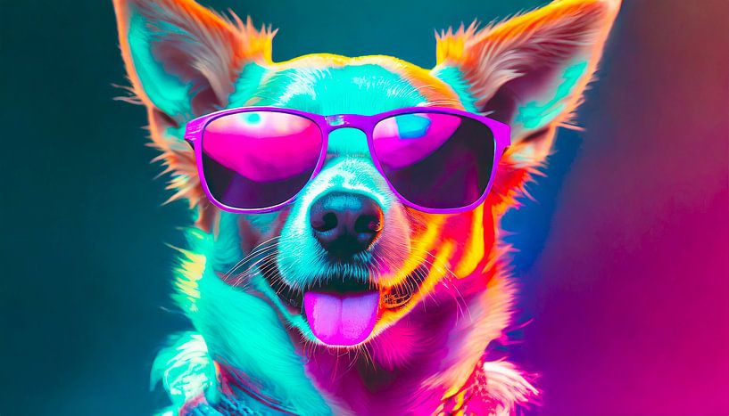 Neon colour and a dog by Mustafa Kurnaz