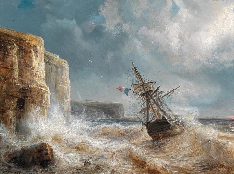 Sormy Seas by a Chalk Coast, Théodore Gudin by Masterful Masters