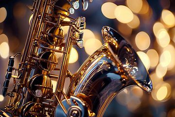 Sfeervolle achtergrond van muziekinstrument, Saxofoon van Ariadna de Raadt-Goldberg
