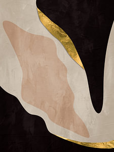Organische Abstrakte Gold Kunst In Erdtönen Minimalistische