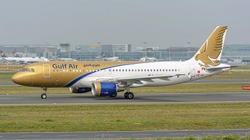 Airbus A320-200 de Gulf Air en route vers la piste d'atterrissage.