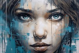 Portrait de femme au visage peint, design artistique