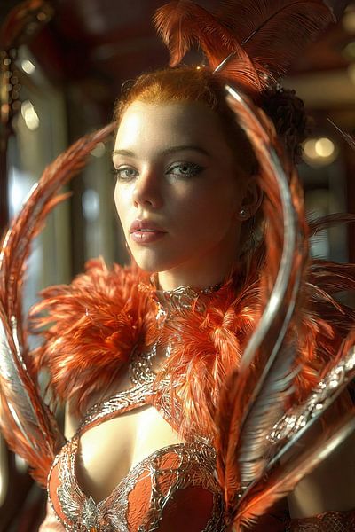 Frau mit Federn Surrealismus von Egon Zitter