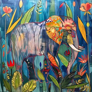 Floraler Elefant als Illustration
