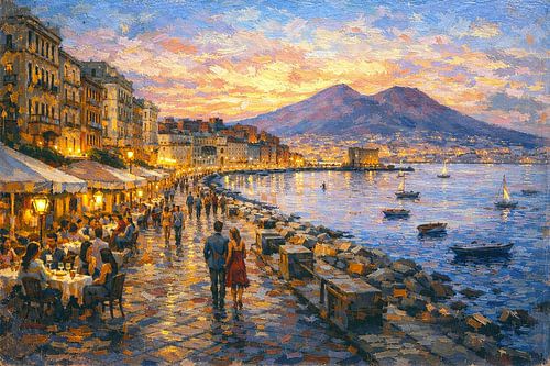 Napels in Italië, een impressionistisch schilderij.