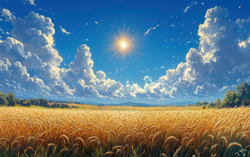 Champs d'or sous un ciel radieux par Hikmah Hidahasbi
