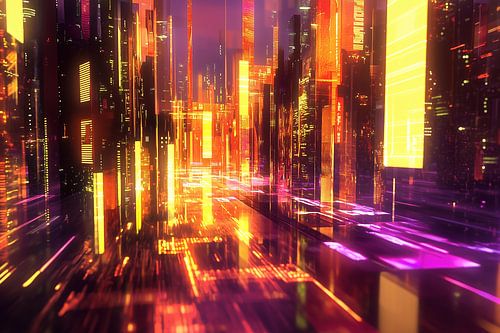 Conceptueel panorama van een skyline van een stad