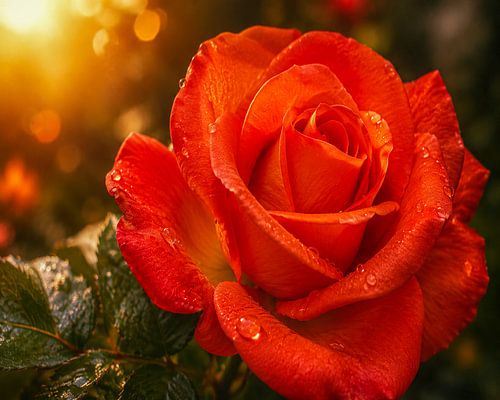 Feurige Rose im Abendlicht