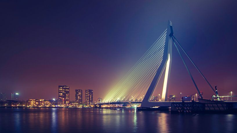 Erasmusbrücke bei Nacht von Martijn van der Nat