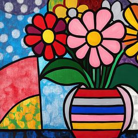 Blumenvase | Blumen in einer glücklichen Vase von ARTEO Gemälde