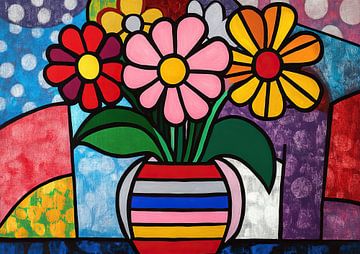 Blumenvase | Blumen in einer glücklichen Vase von ARTEO Gemälde