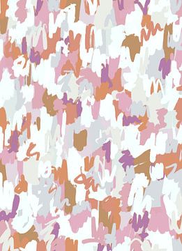Abstract Scribbles | Roze Paars Wit van Bohomadic Studio